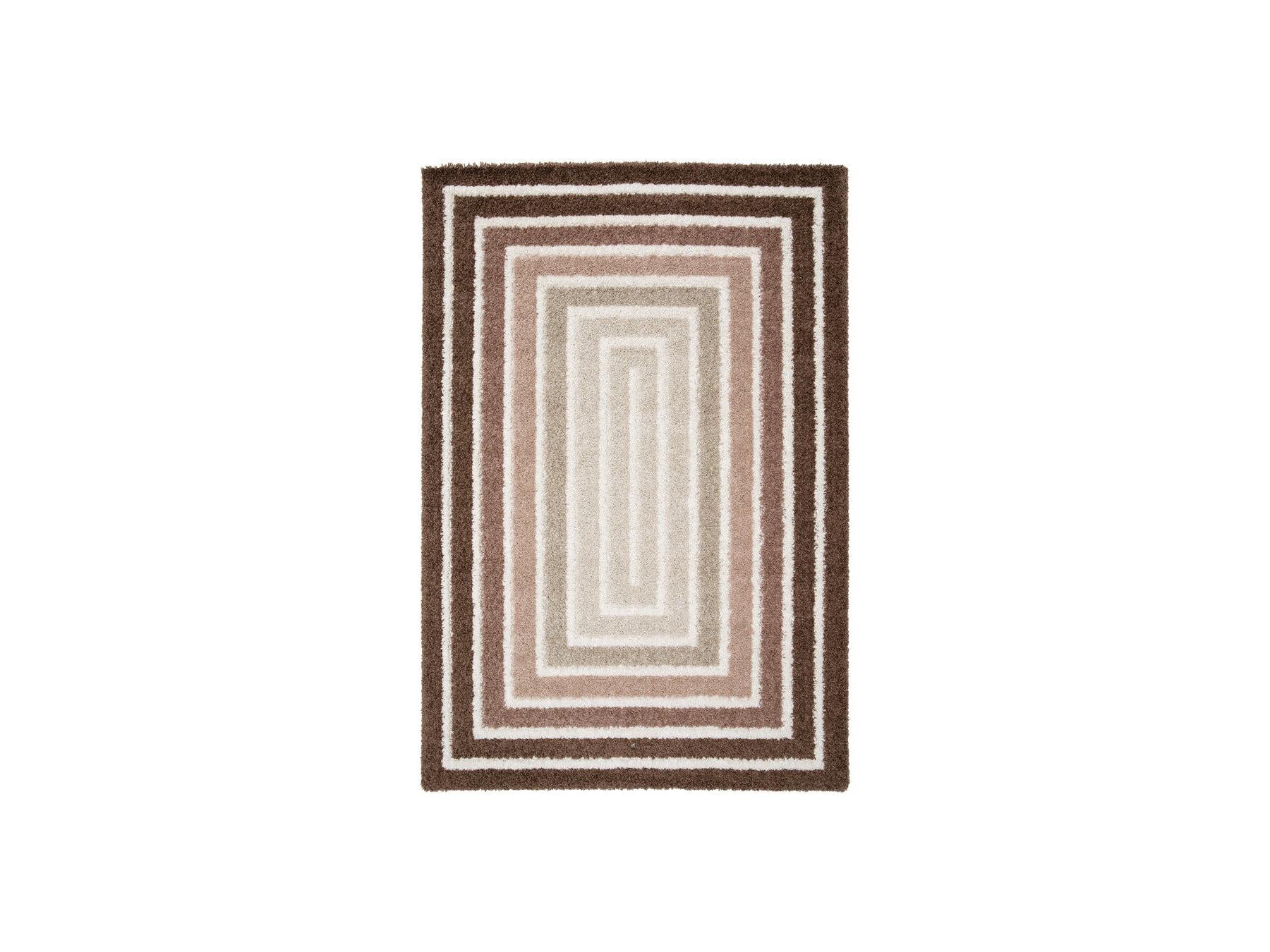 Lyzzo - Tapis Poils Longs - Motif Graphique - Marron