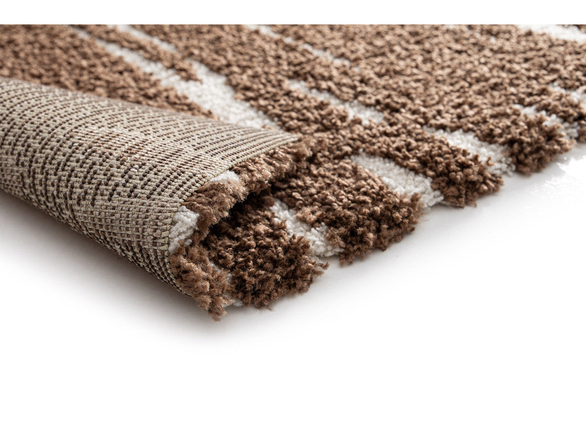 Tavaro - Tapis Poils Longs - Motif Abstrait - Marron