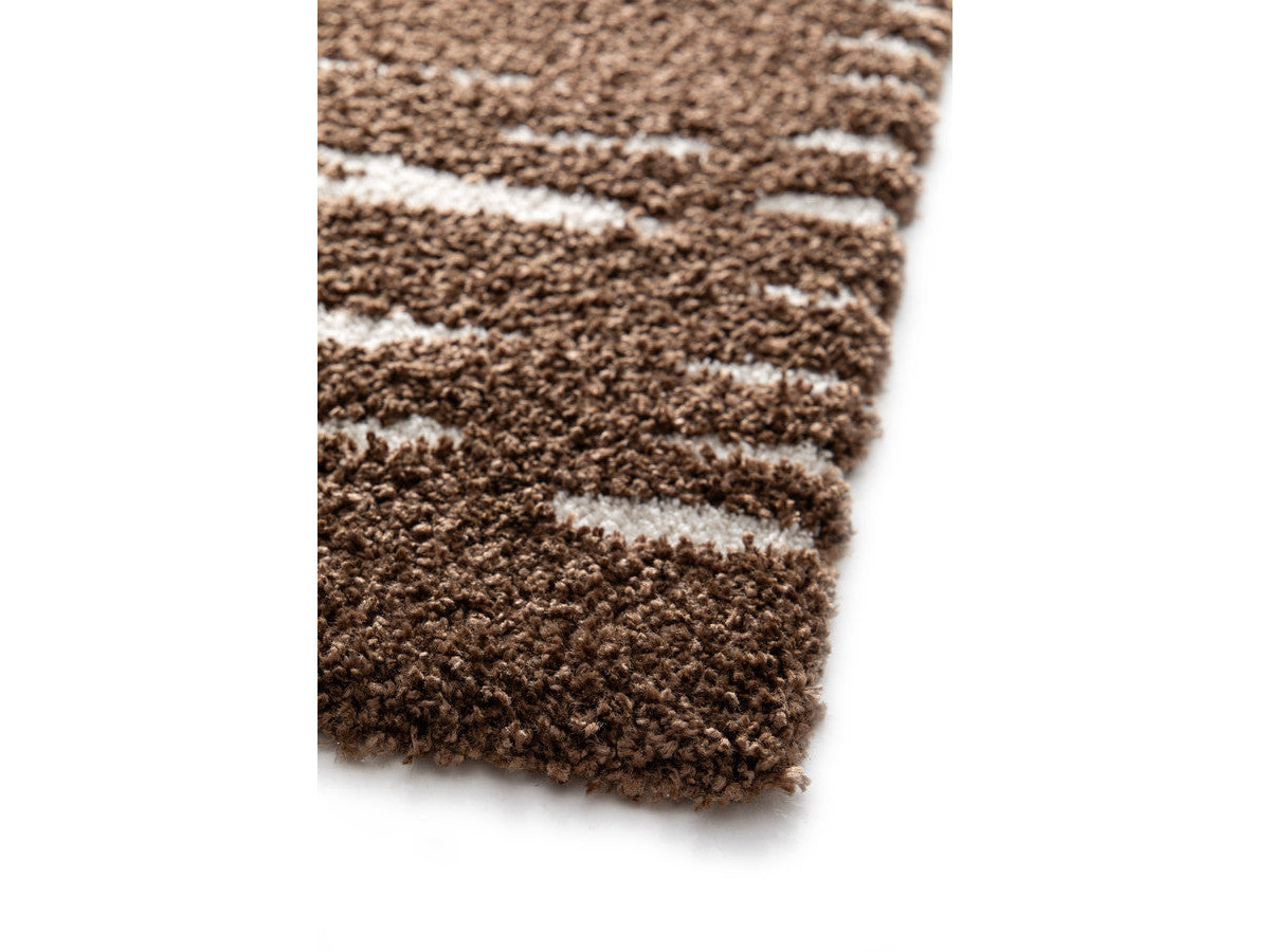 Tavaro - Tapis Poils Longs - Motif Abstrait - Marron