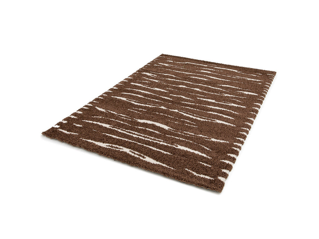 Tavaro - Tapis Poils Longs - Motif Abstrait - Marron