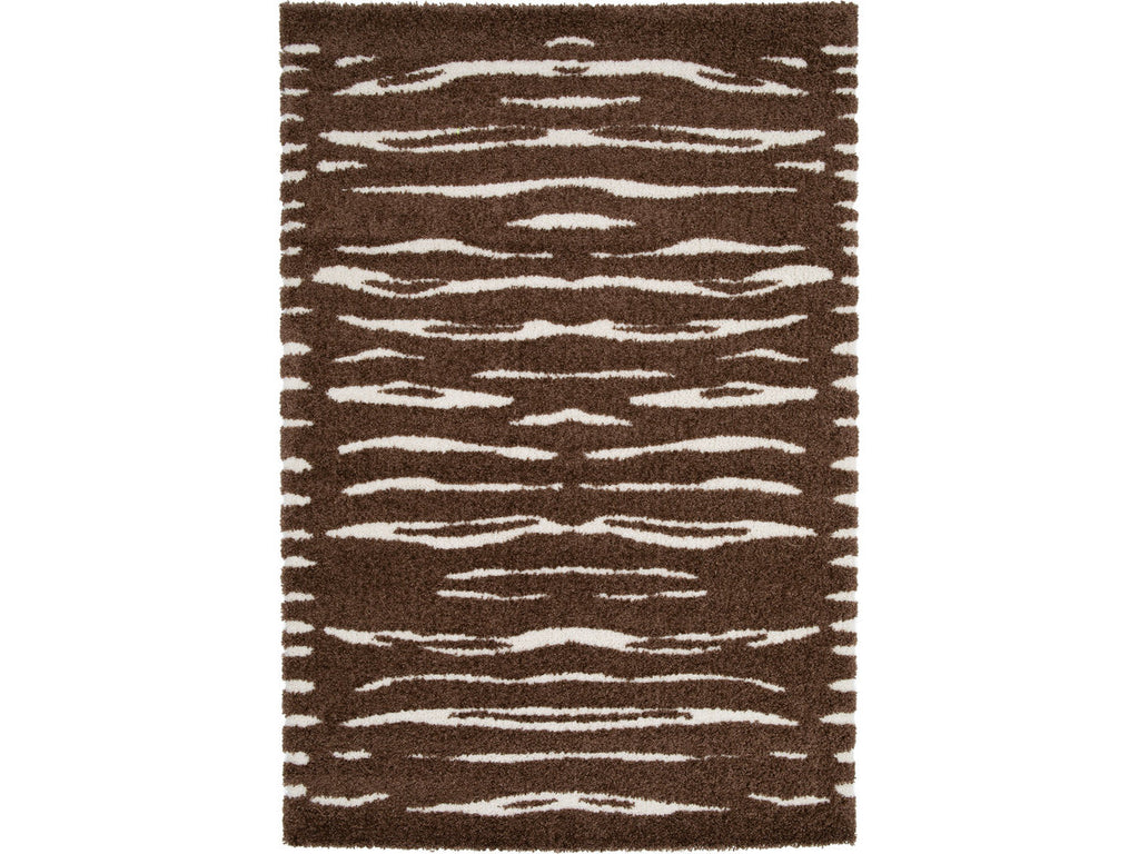 Tavaro - Tapis Poils Longs - Motif Abstrait - Marron
