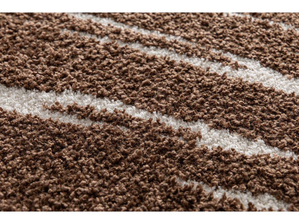 Tavaro - Tapis Poils Longs - Motif Abstrait - Marron