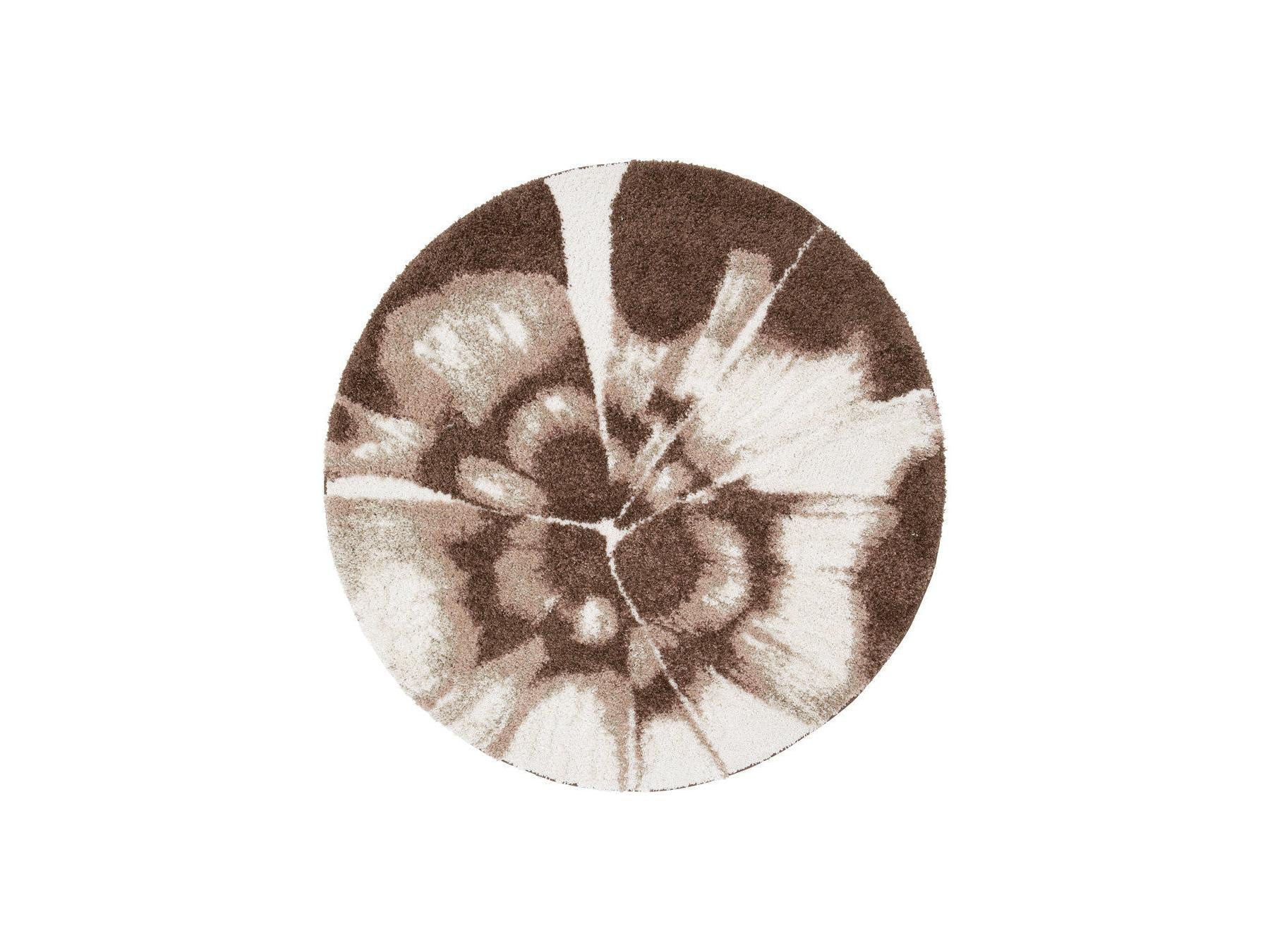 Mocca - Round Long Pile Rug - Abstract Pattern