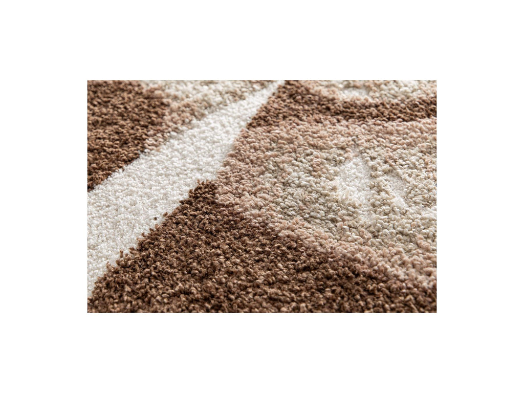 Mocca - Round Long Pile Rug - Abstract Pattern