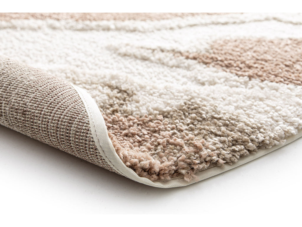 Leche - Tapis Rond Poils Longs Motif Abstrait