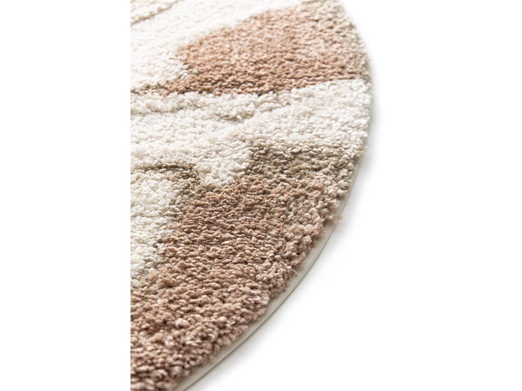 Leche - Tapis Rond Poils Longs Motif Abstrait