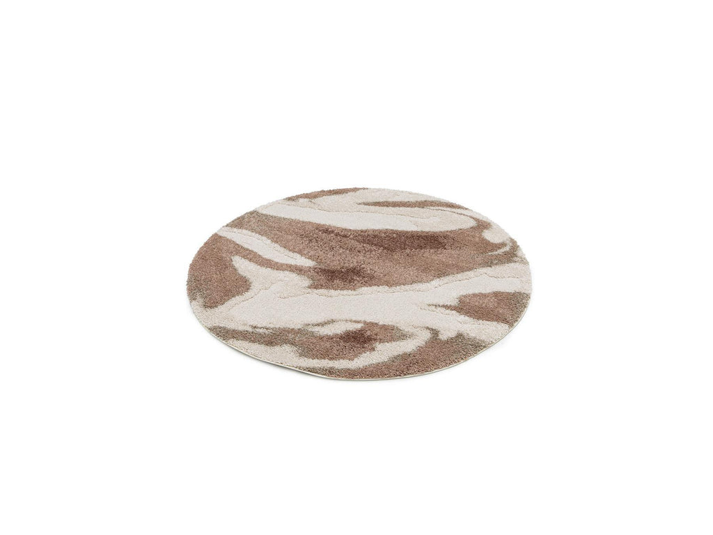 Leche - Tapis Rond Poils Longs Motif Abstrait