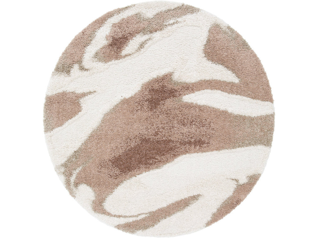 Leche - Tapis Rond Poils Longs Motif Abstrait