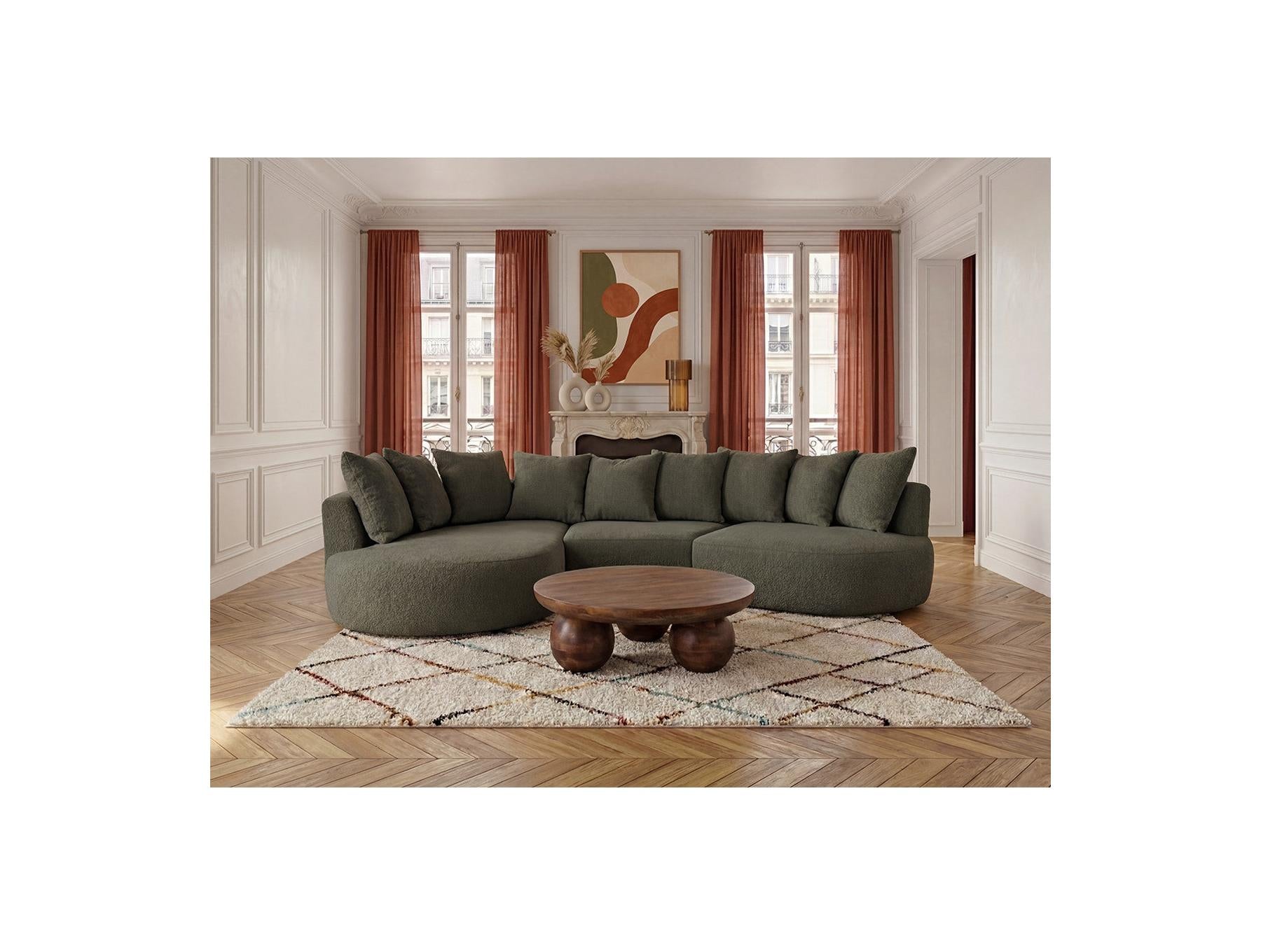 Calypso - Canapé D'Angle Fixe - Tissu Bouclette - Angle Gauche