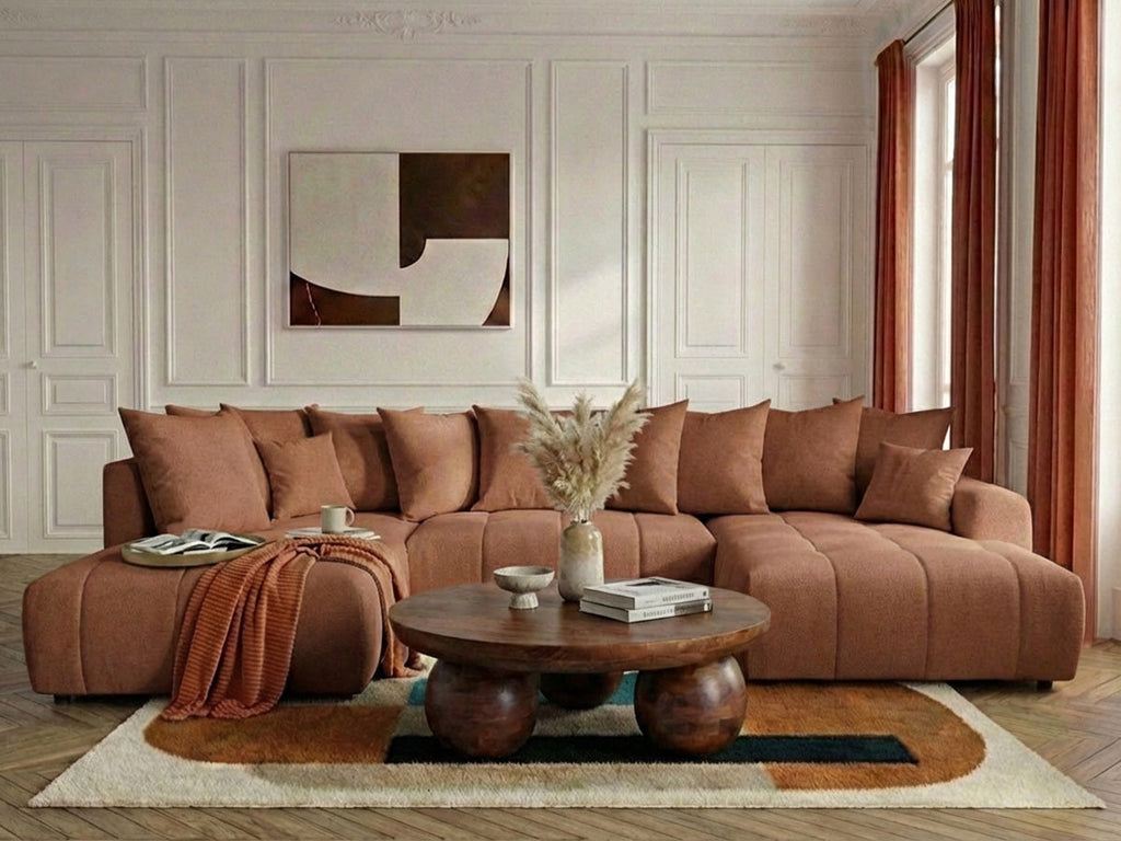 Roxelane - Panoramic Sofa Bed - Mottled Fabric - Right-Hand Corner