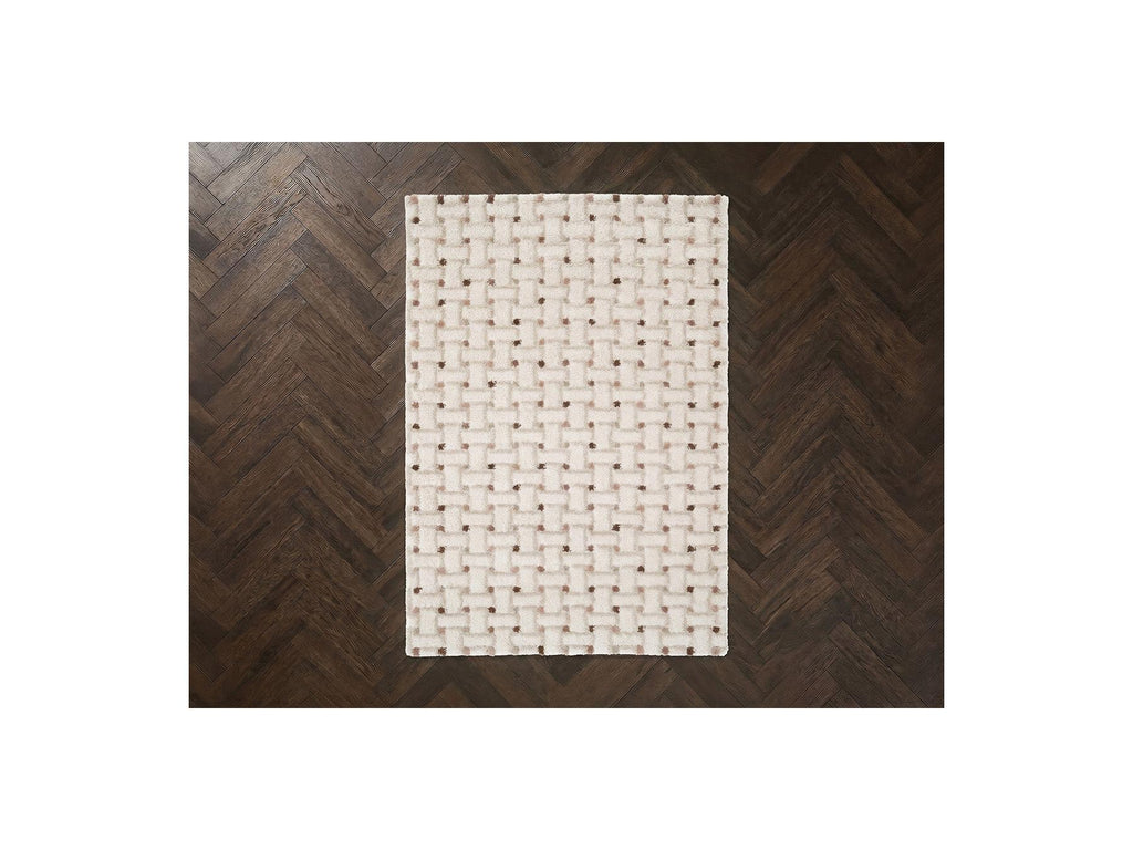 Mizai - Tapis Poils Longs - Motif Graphique - Beige