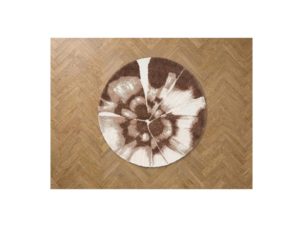 Mocca - Round Long Pile Rug - Abstract Pattern