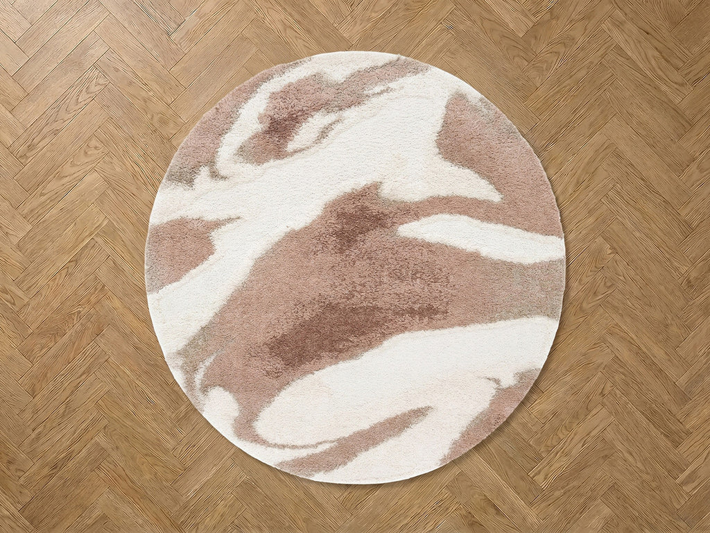Leche - Tapis Rond Poils Longs Motif Abstrait