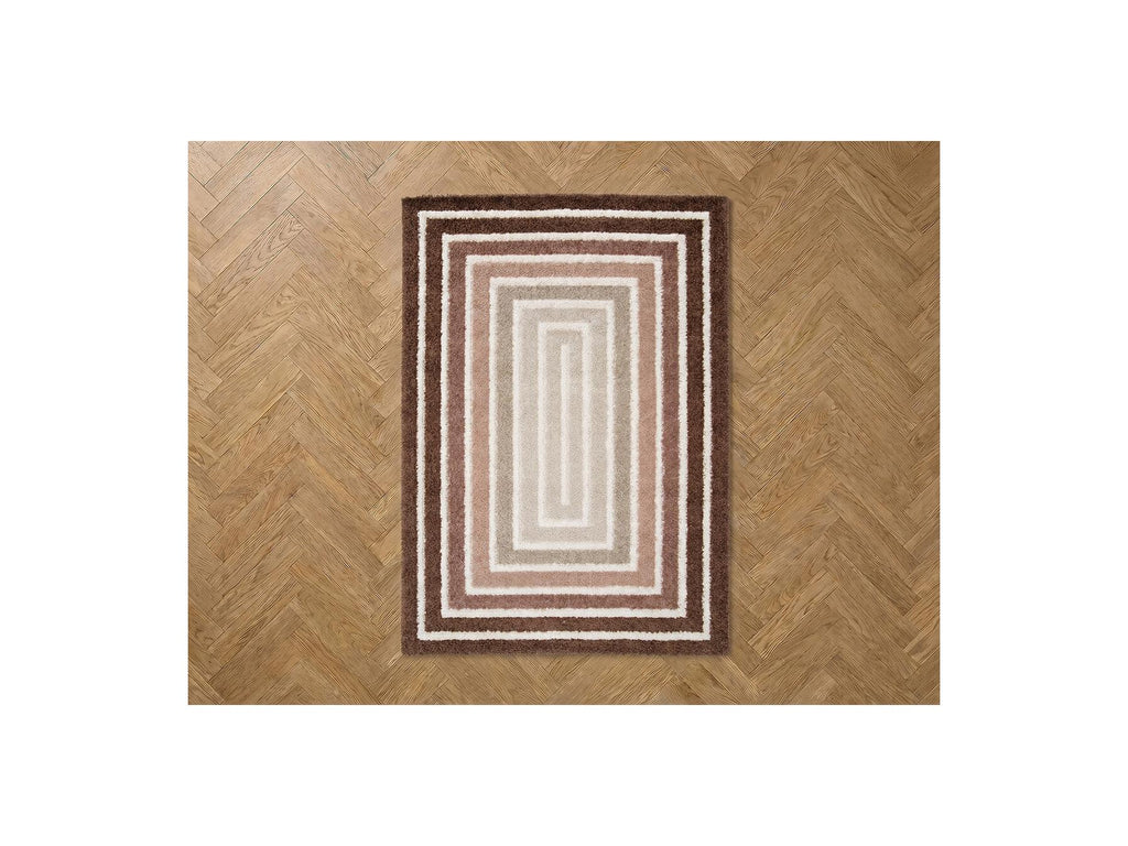 Lyzzo - Tapis Poils Longs - Motif Graphique - Marron