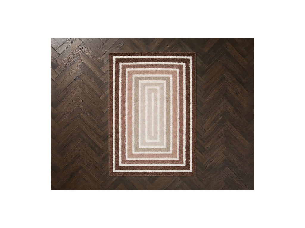 Lyzzo - Tapis Poils Longs - Motif Graphique - Marron