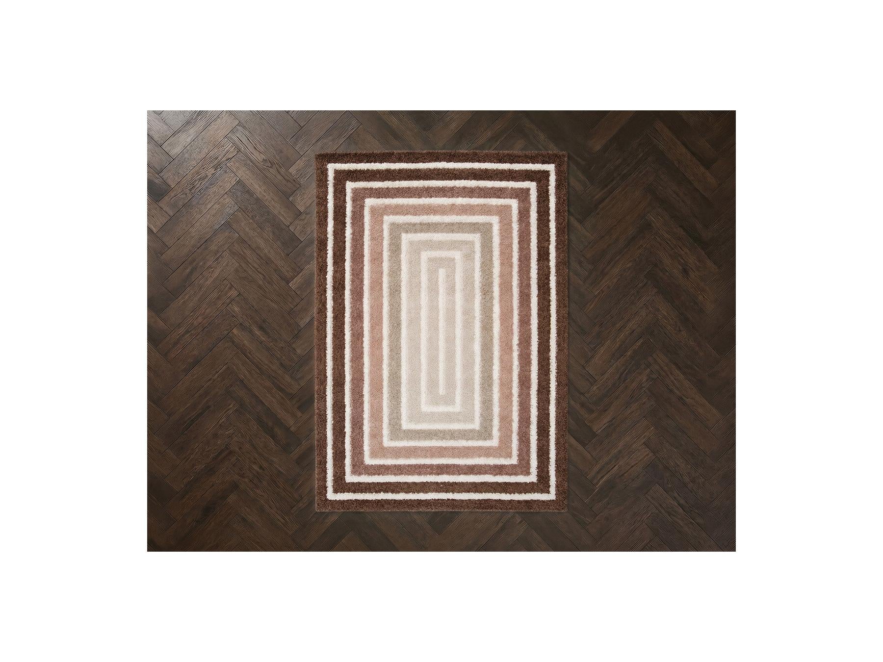 Lyzzo - Tapis Poils Longs - Motif Graphique - Marron