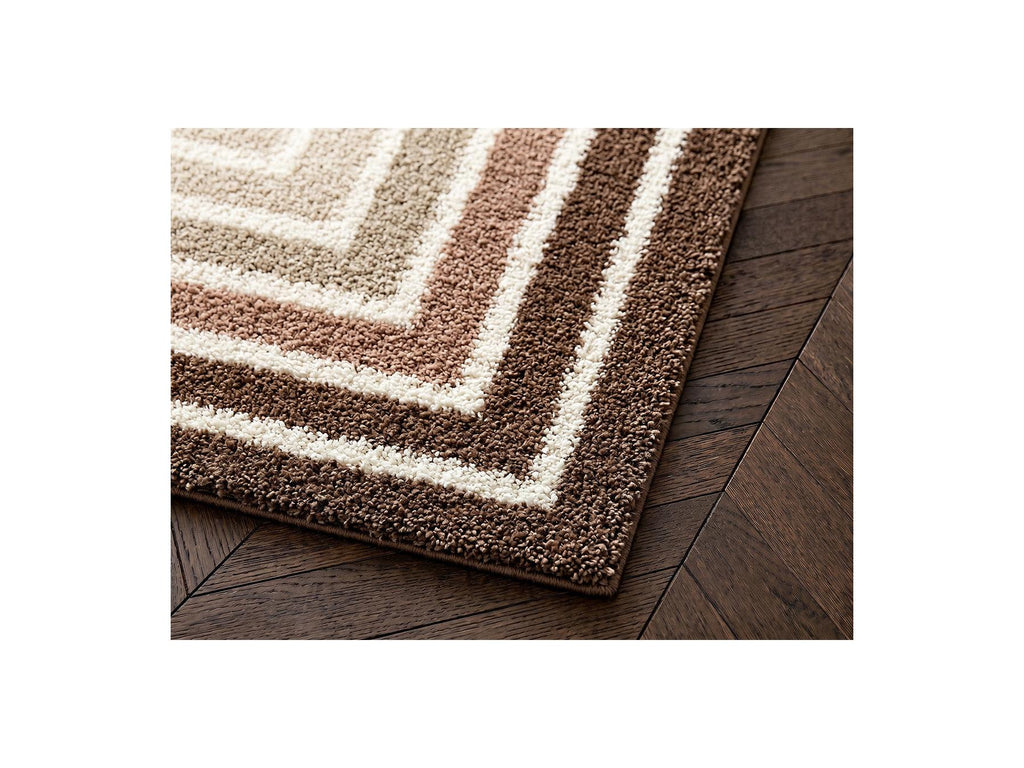 Lyzzo - Tapis Poils Longs - Motif Graphique - Marron