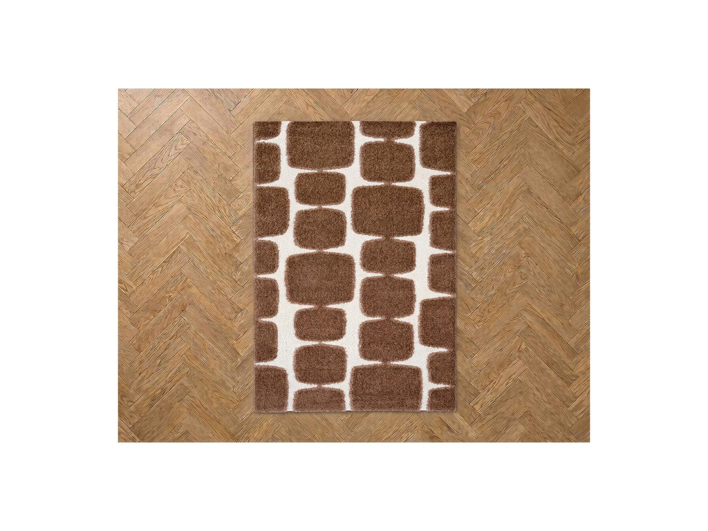 Chino - Alfombra de Pelo Largo - Motivo Abstracto - Marrón
