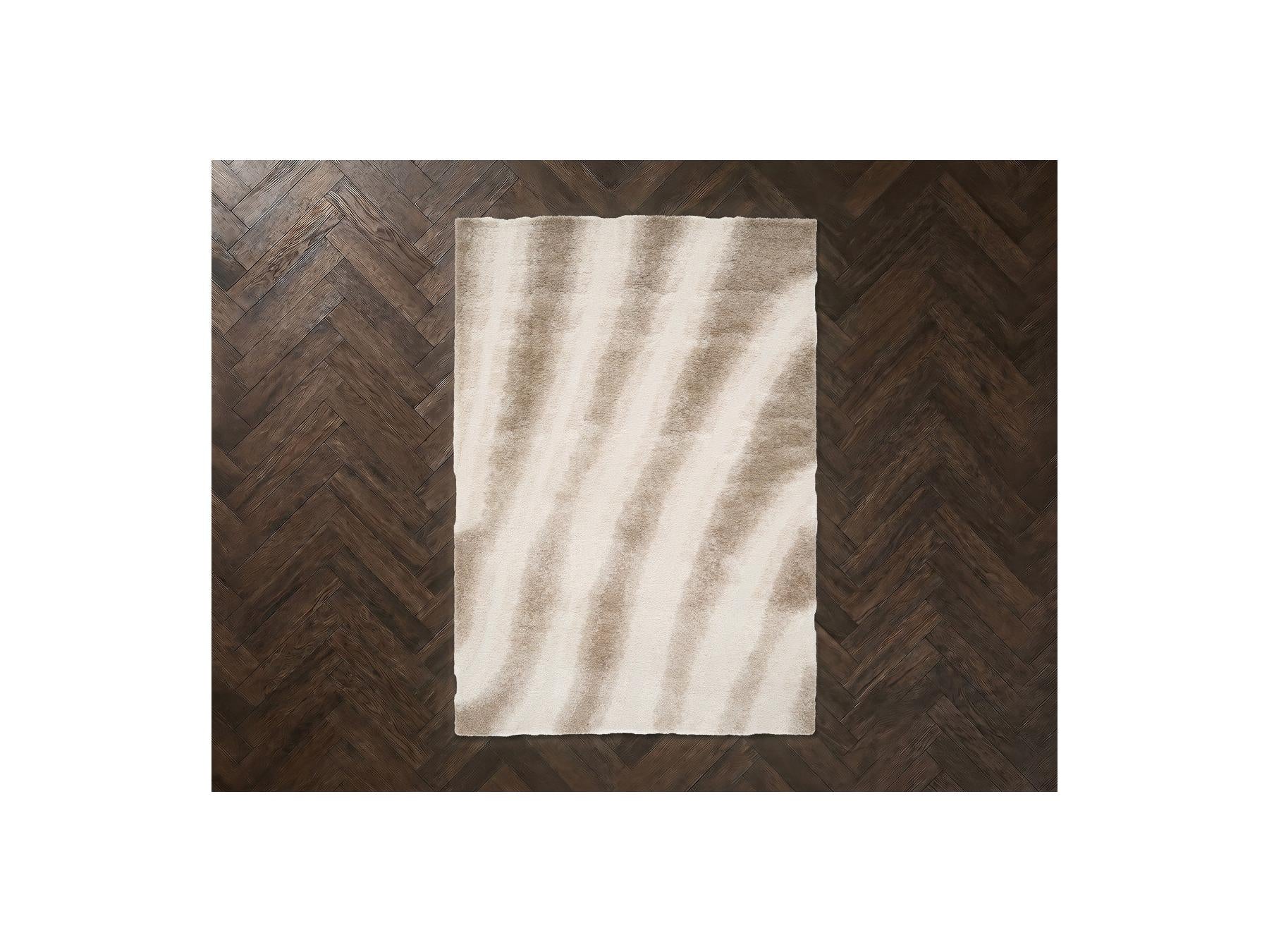 Tirasu - Tapis Poils Longs - Motif Abstrait - Beige