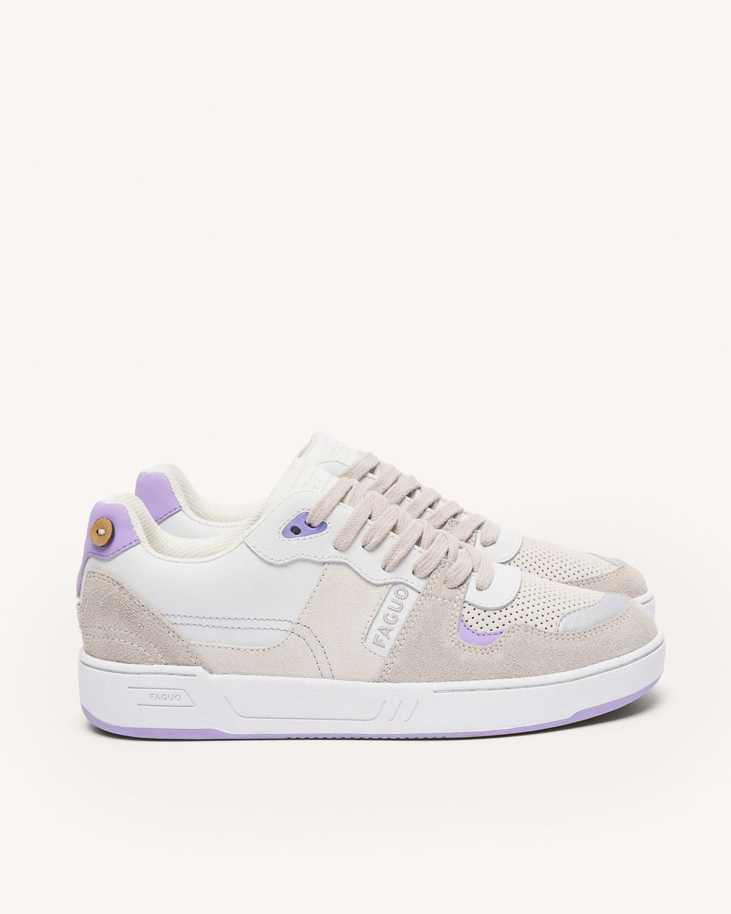 Baskets Blanches & Violet Clair Cuir