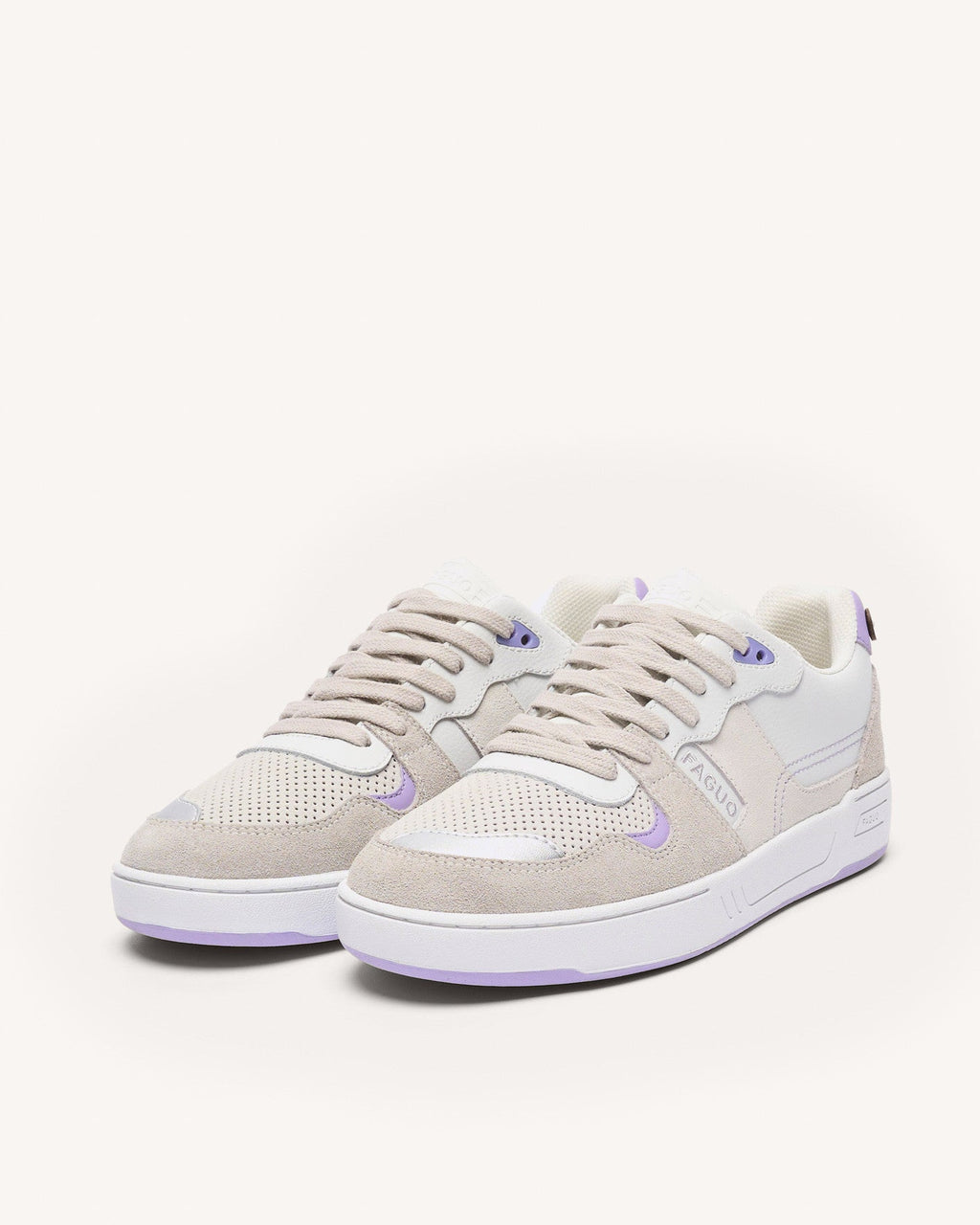 Baskets Blanches & Violet Clair Cuir