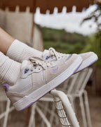 Baskets Blanches & Violet Clair Cuir