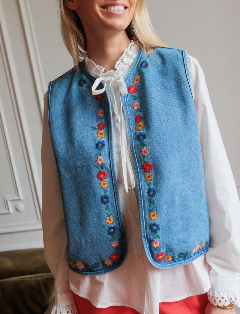 Embroidered Denim Haven Waistcoat