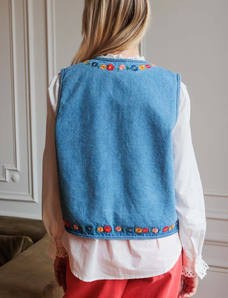 Embroidered Denim Haven Waistcoat