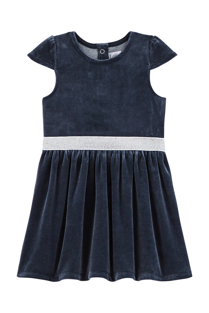 Robe En Velours - Bleu Marine - Enfant Fille