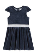 Robe En Velours - Bleu Marine - Enfant Fille