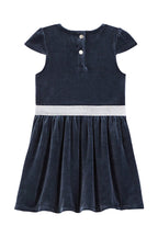 Robe En Velours - Bleu Marine - Enfant Fille