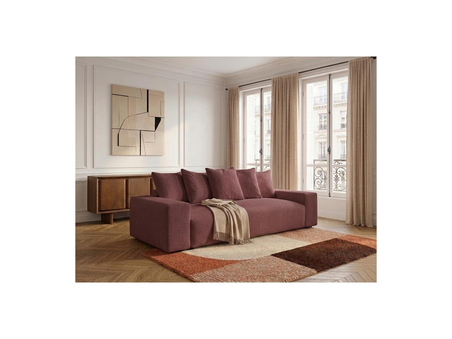 Voltaire - Canapé Droit Convertible Coffre - Tissu Chiné