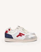 White & Red Leather Trainers