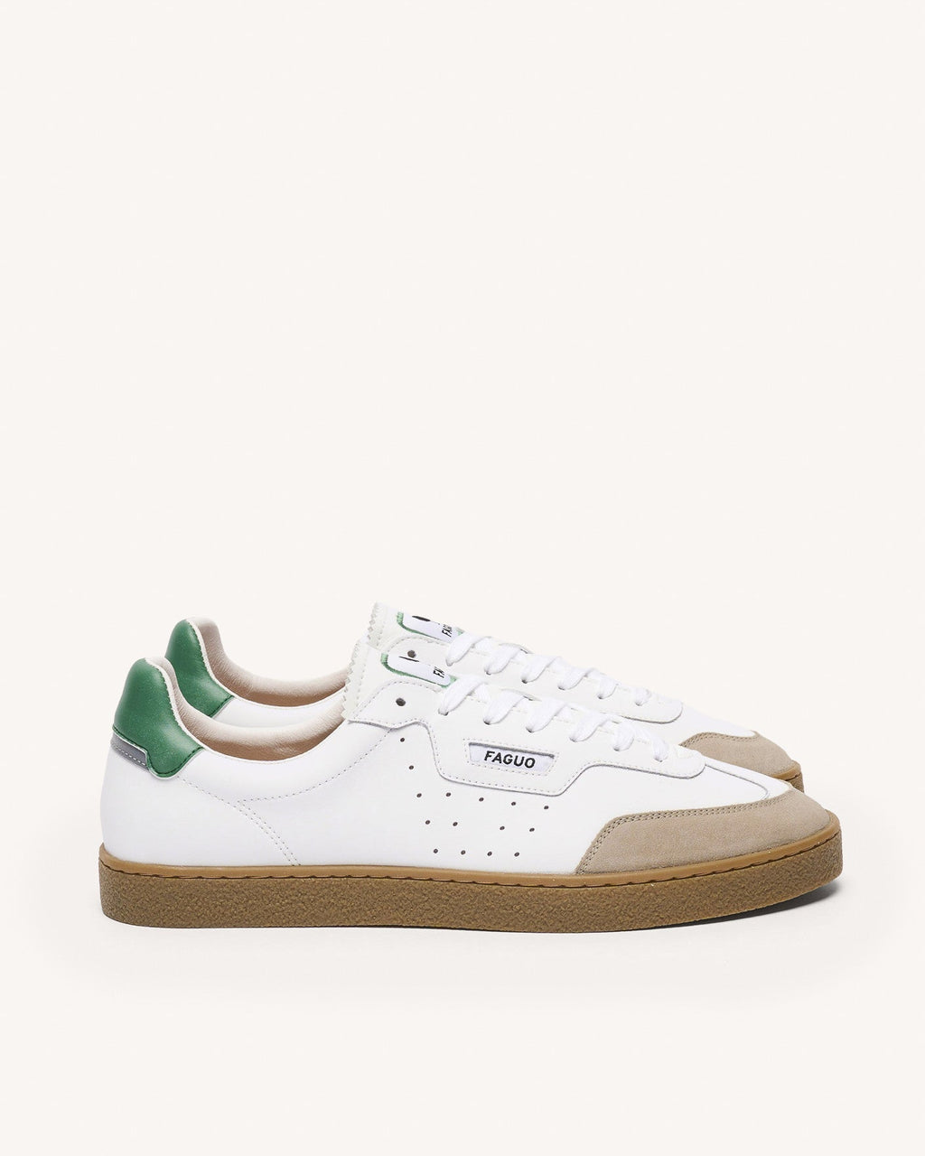 Baskets Blanc Et Vert Cuir Et Suède