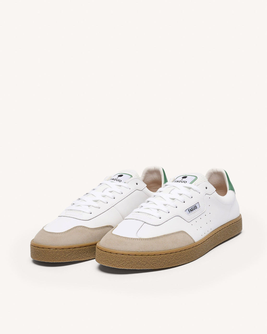 Baskets Blanc Et Vert Cuir Et Suède