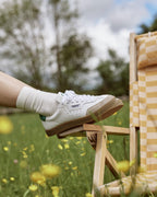 Baskets Blanc Et Vert Cuir Et Suède