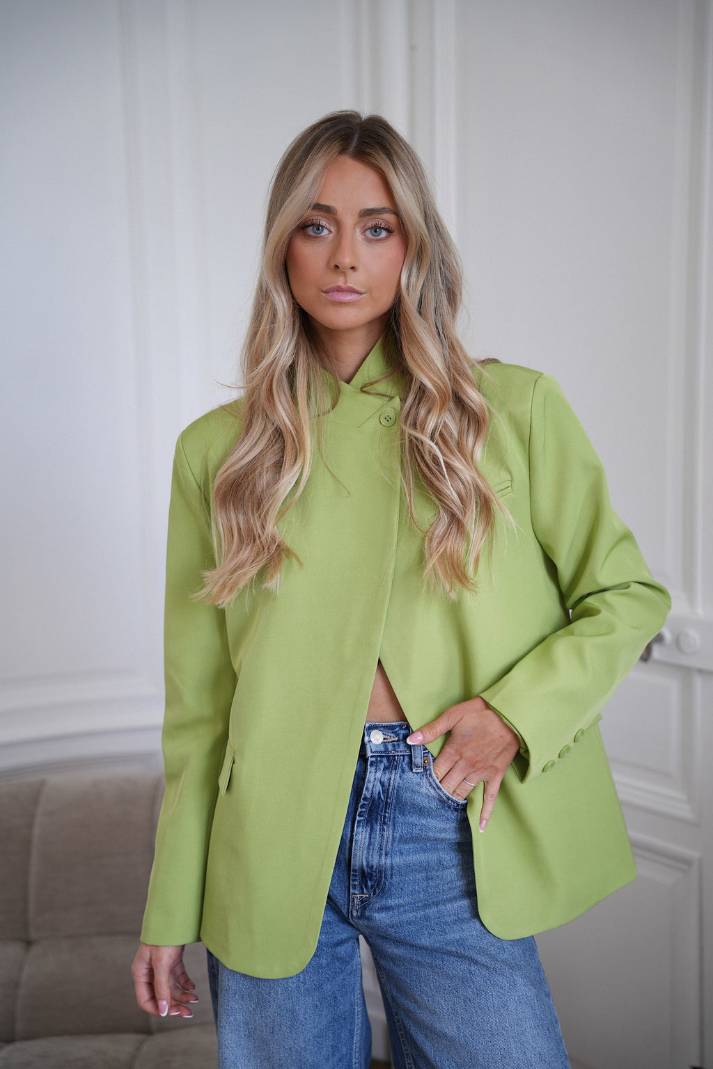 Manon Asymmetrical Blazer - Green