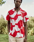 Chemise Manches Courtes Rouge & Crème Coton
