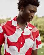 Chemise Manches Courtes Rouge & Crème Coton