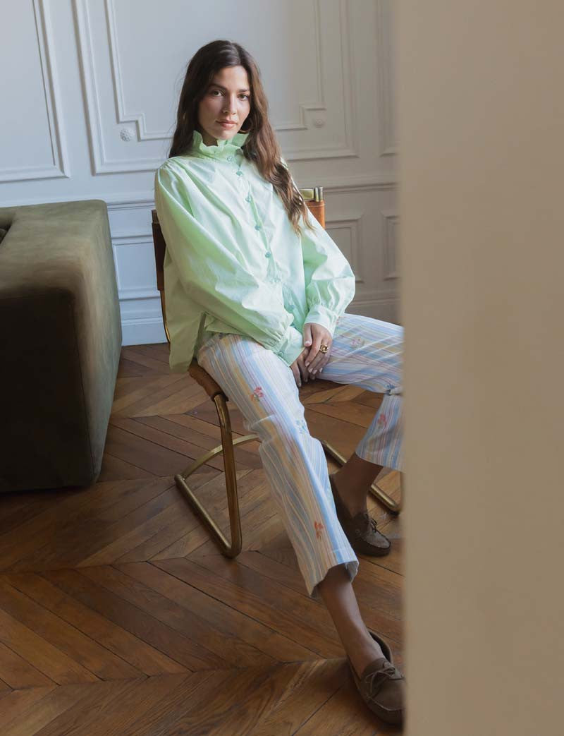 Muntgroene blouse Gustava