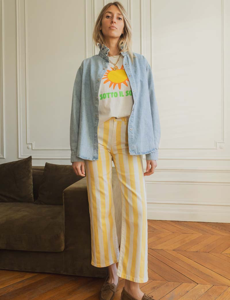Gulstribede jeans Evori