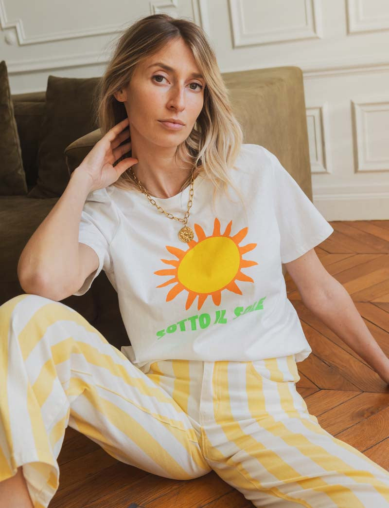 Gulstribede jeans Evori
