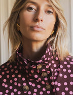 Gepunkteter Trenchcoat Floro in Bordeaux & Rosa