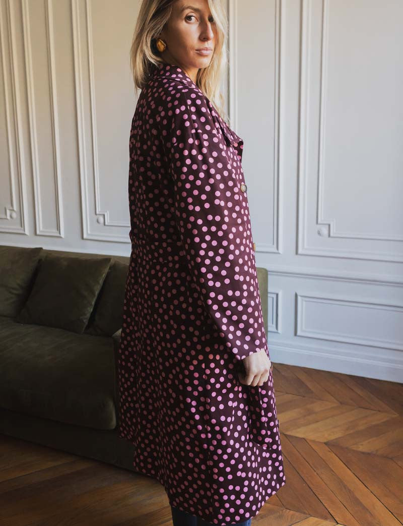 Gepunkteter Trenchcoat Floro in Bordeaux & Rosa