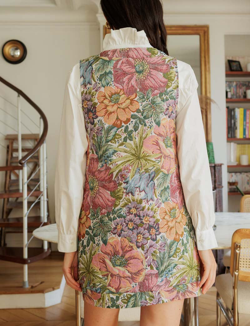 Kleid aus Blumenjacquard Constance
