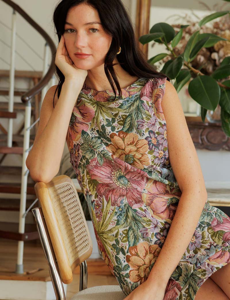 Kleid aus Blumenjacquard Constance