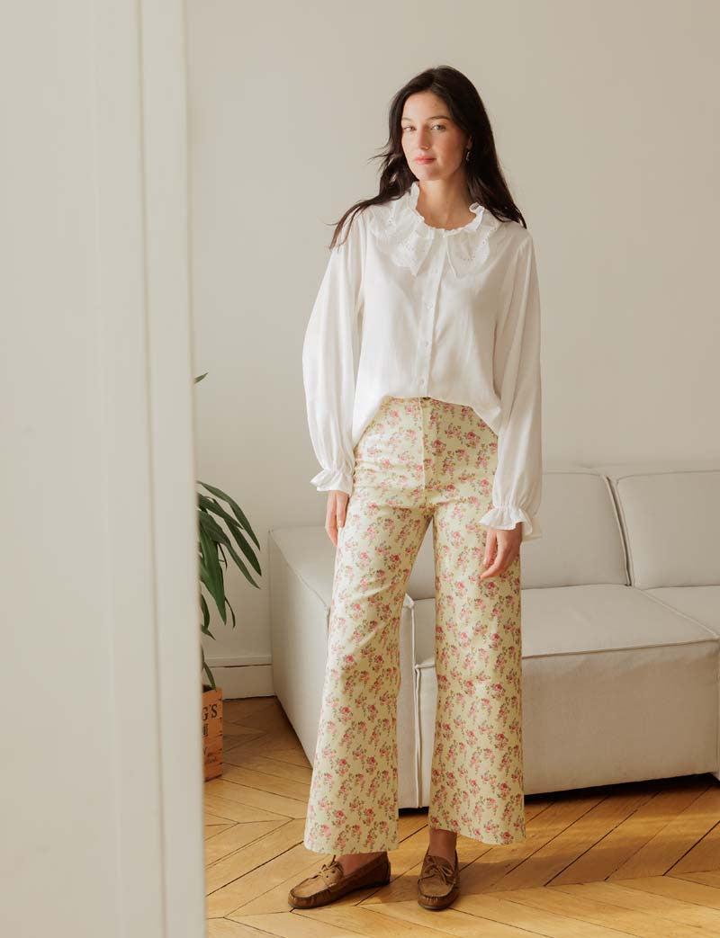 Gelbe Geblümte Jeans Yalli