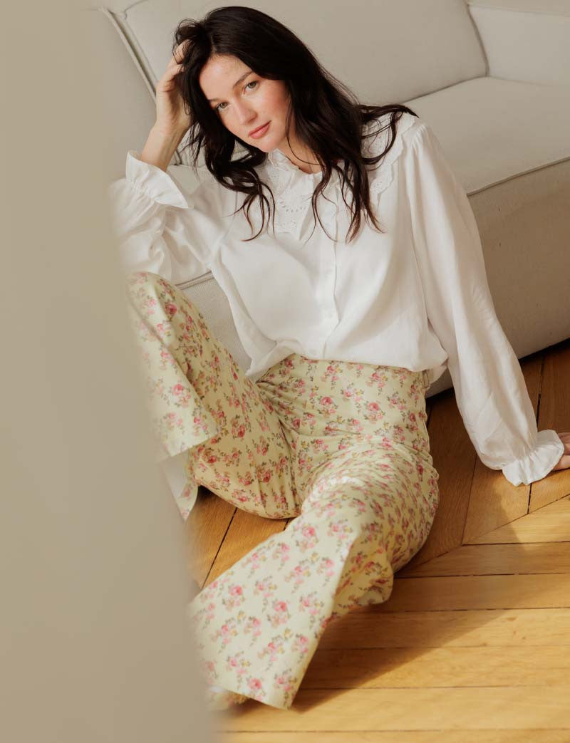 Gelbe Geblümte Jeans Yalli