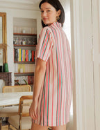Vestido Rosa De Rayas Monett