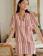 Vestido Rosa De Rayas Monett